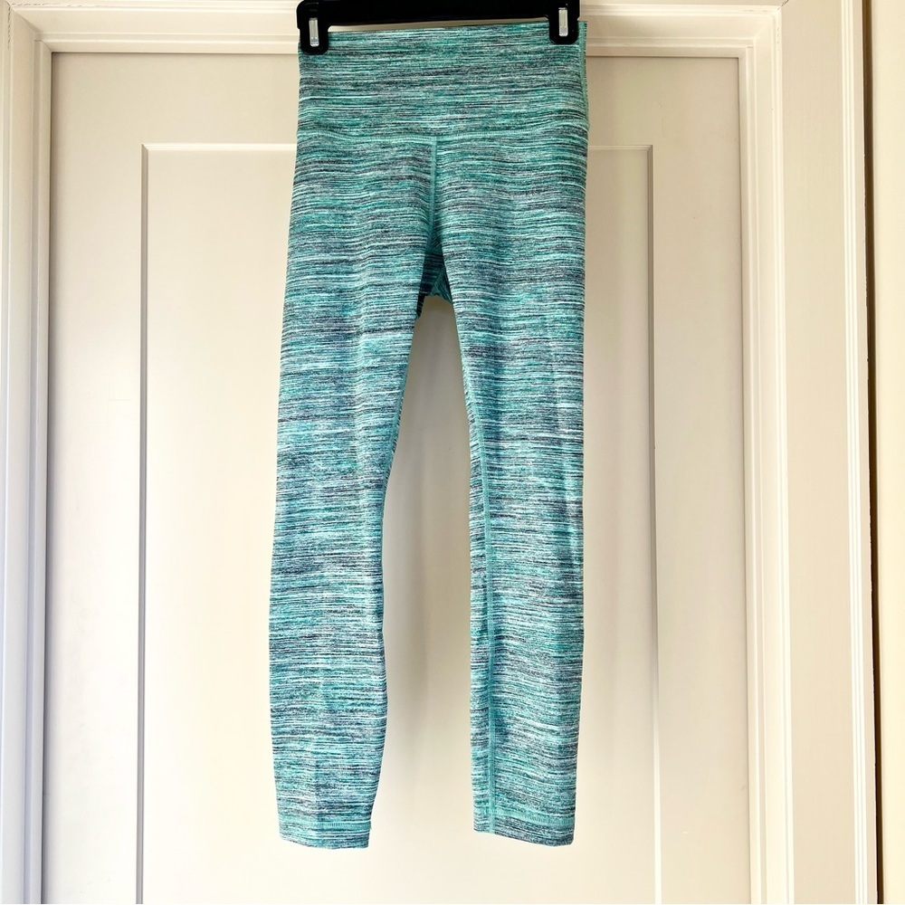 Lululemon Wunder Under Crop Hi-Rise Space Dye Camo Alberta Lake Fresh Teal sz 4